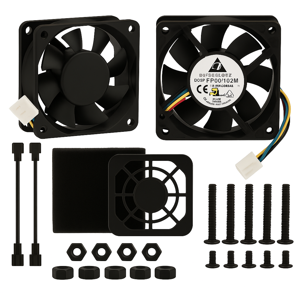 Screamer dual 60mm PWM fan kit for Bitaxe and Solo miner – full bundle contents screamer dual 60mm pwm fan kit for bitaxe & solo miner – delta 9000rpm